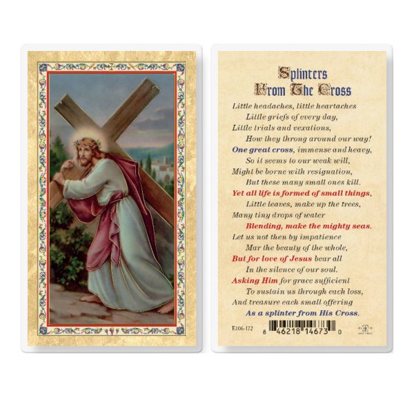 Splinters From the Cross Gold-Stamped Laminated Prayer Card (pack of 25)