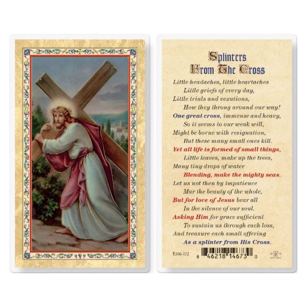 Splinters From the Cross Gold-Stamped Laminated Prayer Card (pack of 25)