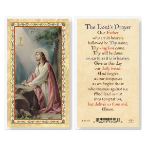 The Lord's Prayer/Sacred Heart Gold-Stamped Laminated Prayer Card (pack of 25)
