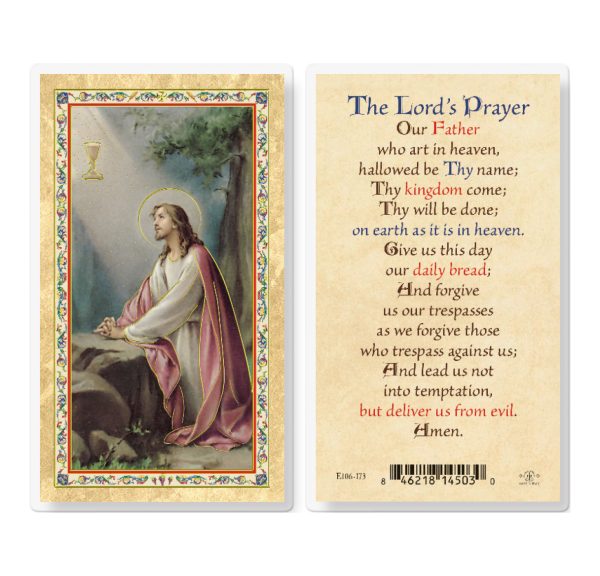 The Lord's Prayer/Sacred Heart Gold-Stamped Laminated Prayer Card (pack of 25)