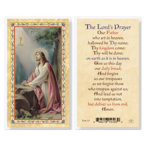 The Lord's Prayer/Sacred Heart Gold-Stamped Laminated Prayer Card (pack of 25)