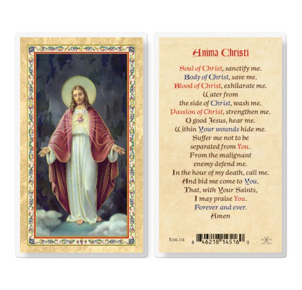 Anima Christi-Sacred Heart of Jesus Gold-Stamped Laminated Prayer Card (pack of 25)
