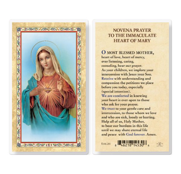 Novena Prayer to the I.M.H. Gold-Stamped Laminated Prayer Card (pack of 25)