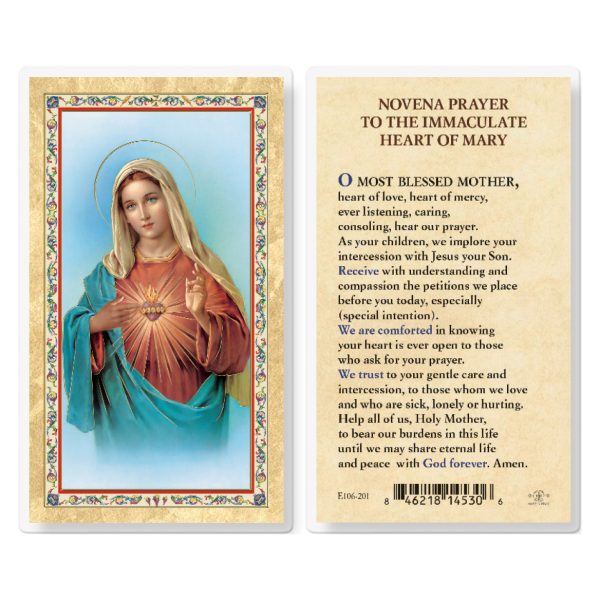 Novena Prayer to the I.M.H. Gold-Stamped Laminated Prayer Card (pack of 25)