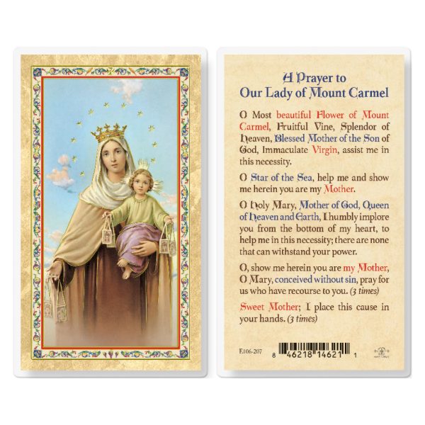 Our Lady of Mt. Carmel Gold-Stamped Laminated Prayer Card (pack of 25)