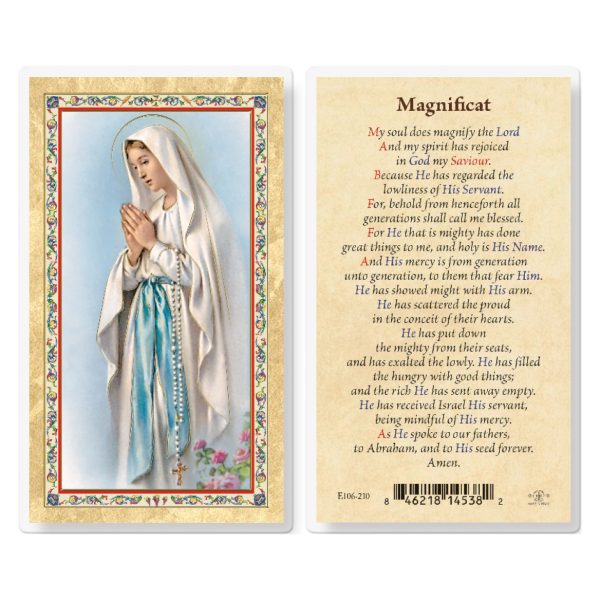 Magnificat - Our Lady of Lourdes Gold-Stamped Laminated Prayer Card (pack of 25)