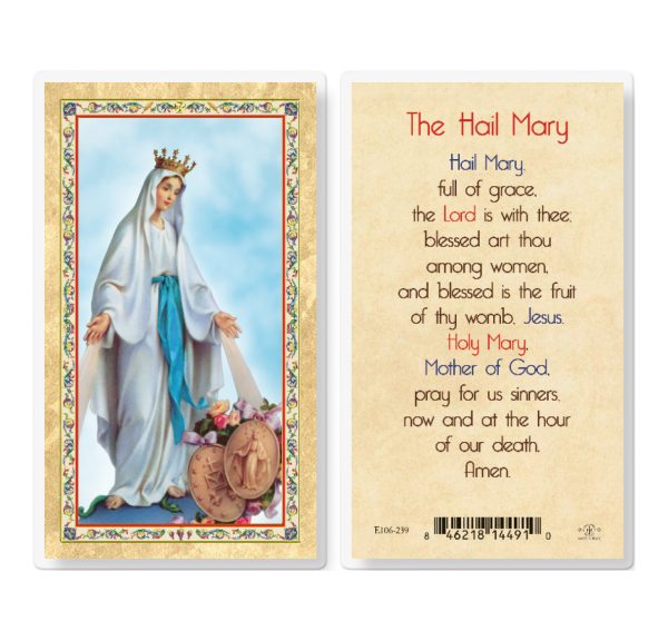 The Hail Mary - Our Lady of Grace Gold-Stamped Laminated Prayer Card (pack of 25)