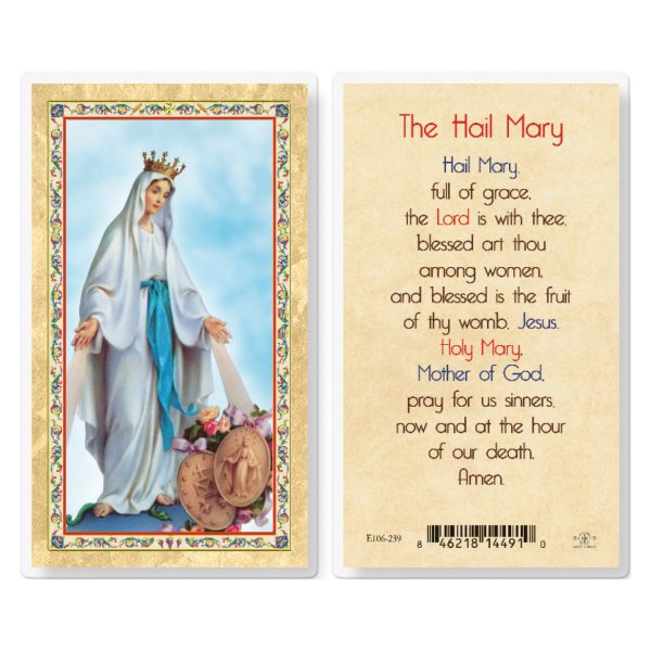 The Hail Mary - Our Lady of Grace Gold-Stamped Laminated Prayer Card (pack of 25)