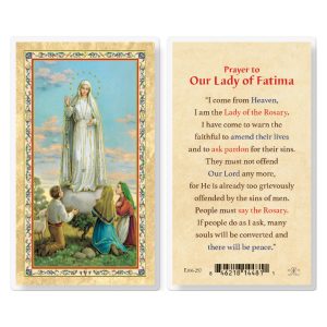 Prayer to Our Lady of Fatima Gold-Stamped Laminated Prayer Card (pack of 25)
