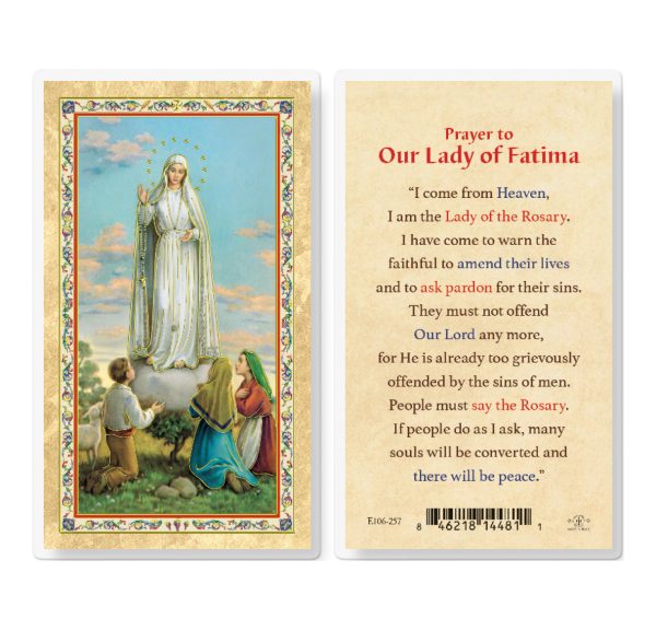 Prayer to Our Lady of Fatima Gold-Stamped Laminated Prayer Card (pack of 25)