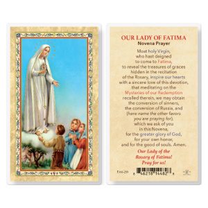 Our Lady of Fatima - Novena Prayer Gold-Stamped Laminated Prayer Card (pack of 25)