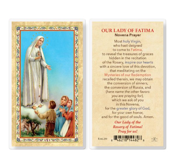 Our Lady of Fatima - Novena Prayer Gold-Stamped Laminated Prayer Card (pack of 25)