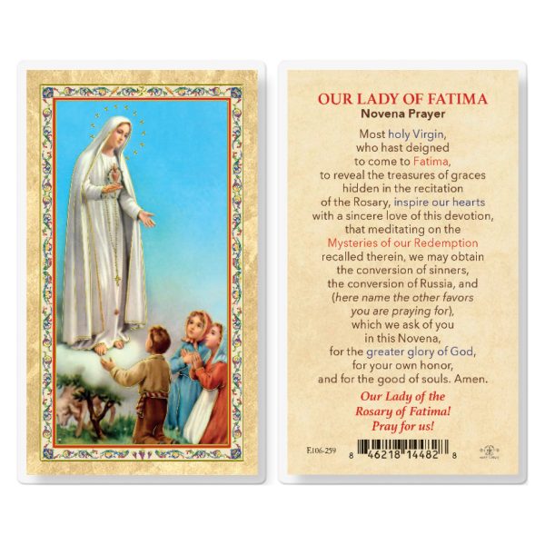 Our Lady of Fatima - Novena Prayer Gold-Stamped Laminated Prayer Card (pack of 25)