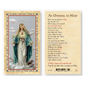 An Offering to Mary - IHM Gold-Stamped Laminated Prayer Card (pack of 25)
