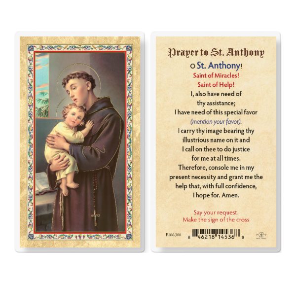 Prayer to St. Anthony Gold-Stamped Laminated Prayer Card (pack of 25)
