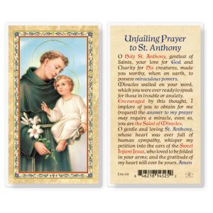 St. Anthony - Unfailing Prayer Gold-Stamped Laminated Prayer Card (pack of 25)
