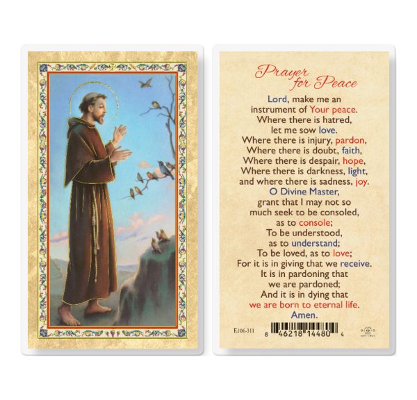 St. Francis Prayer for Peace Gold-Stamped Laminated Prayer Card (pack of 25)