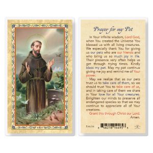 Prayer for my Pet - St. Francis Gold-Stamped Laminated Prayer Card (pack of 25)