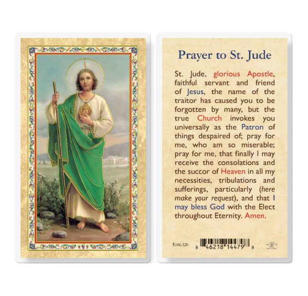 St. Jude - Prayer to St. Jude Gold-Stamped Laminated Prayer Card (pack of 25)