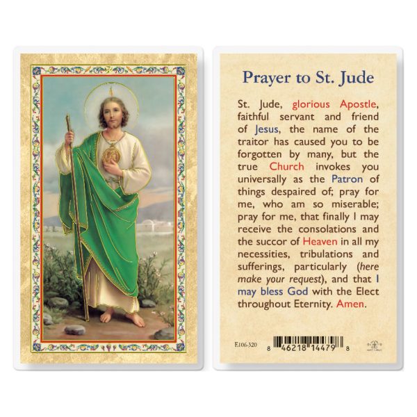 St. Jude - Prayer to St. Jude Gold-Stamped Laminated Prayer Card (pack of 25)