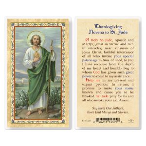 Thanksgiving Novena - St. Jude Gold-Stamped Laminated Prayer Card (pack of 25)
