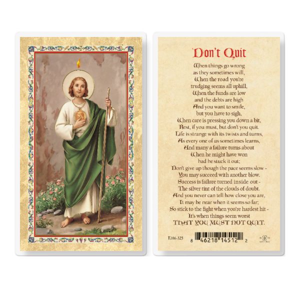 St. Jude - Don't Quit Gold-Stamped Laminated Prayer Card (pack of 25)