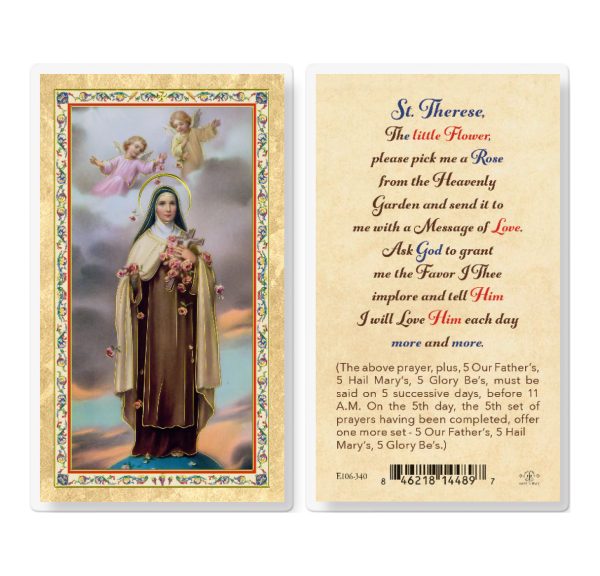 St. Theresa - Pick Me a Rose Gold-Stamped Laminated Prayer Card (pack of 25)