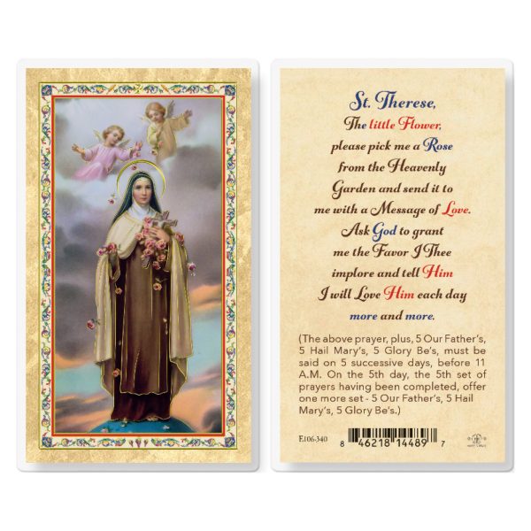 St. Theresa - Pick Me a Rose Gold-Stamped Laminated Prayer Card (pack of 25)