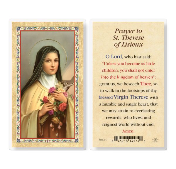 St. Theresa Gold-Stamped Laminated Prayer Card (pack of 25)