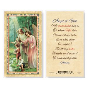 Guardian Angel - Angel of God Gold-Stamped Laminated Prayer Card (pack of 25)
