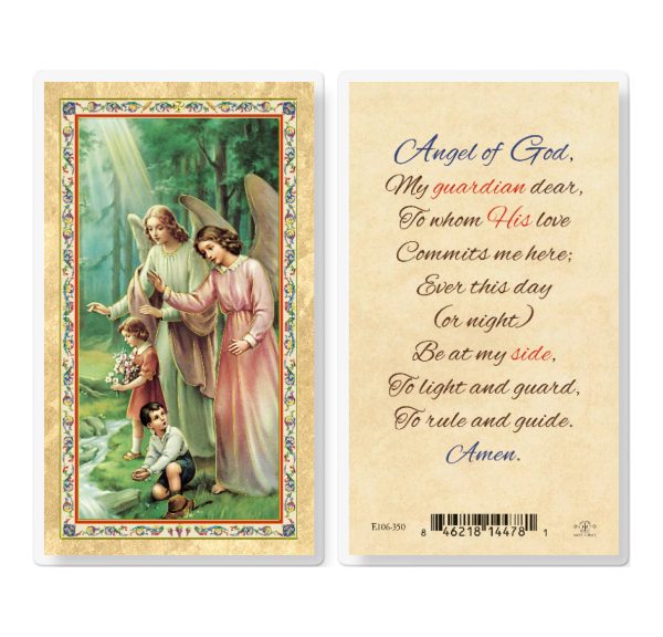 Guardian Angel - Angel of God Gold-Stamped Laminated Prayer Card (pack of 25)
