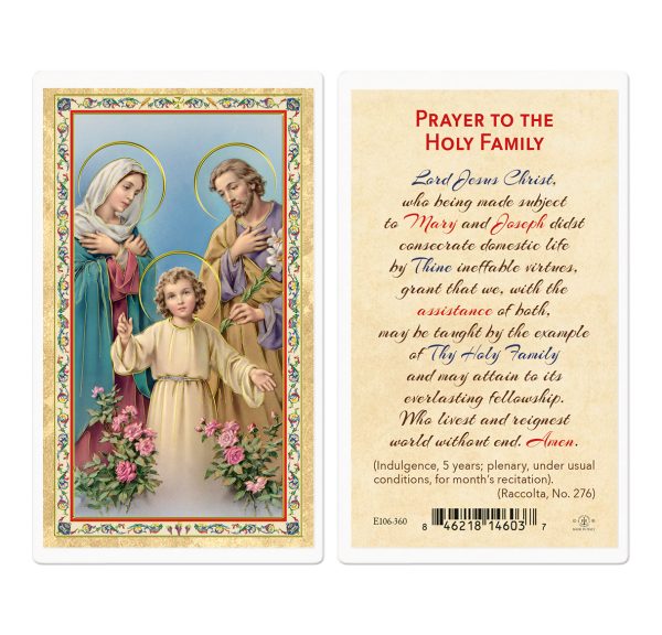 Holy Family Gold-Stamped Laminated Prayer Card (pack of 25)