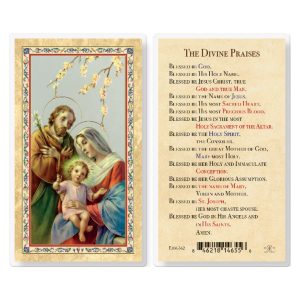 The Divine Praises - Holy Family Gold-Stamped Laminated Prayer Card (pack of 25)