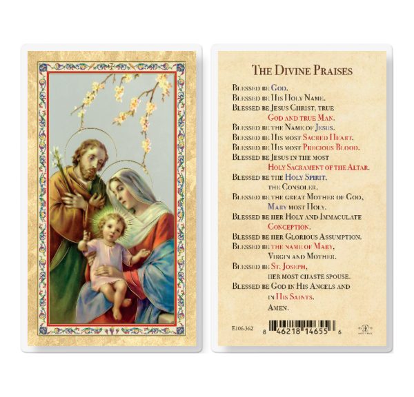 The Divine Praises - Holy Family Gold-Stamped Laminated Prayer Card (pack of 25)