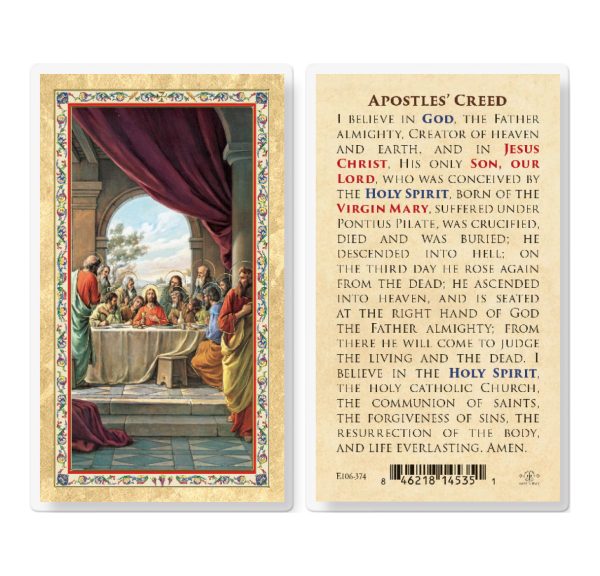 Apostle's Creed - Last Supper Gold-Stamped Laminated Prayer Card (pack of 25)