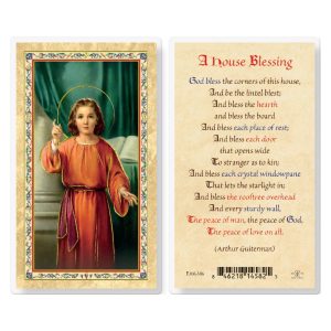 A House Blessing - Christ Knock Gold-Stamped Laminated Prayer Card (pack of 25)