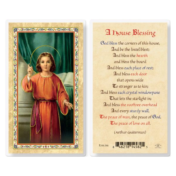 A House Blessing - Christ Knock Gold-Stamped Laminated Prayer Card (pack of 25)