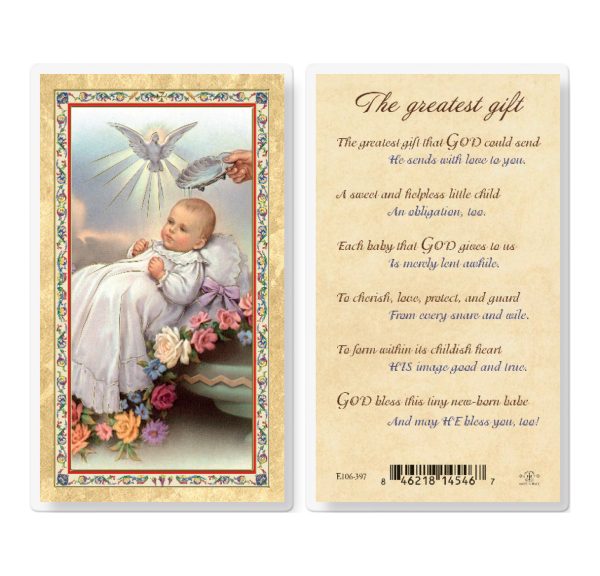 Baby's Baptismal Gold-Stamped Laminated Prayer Card (pack of 25)
