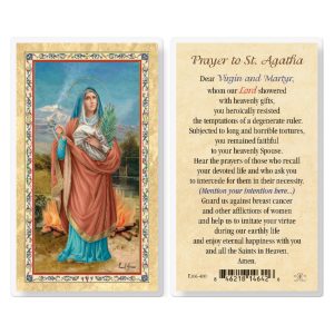 St. Agatha w/ Prayer Gold-Stamped Laminated Prayer Card (pack of 25)