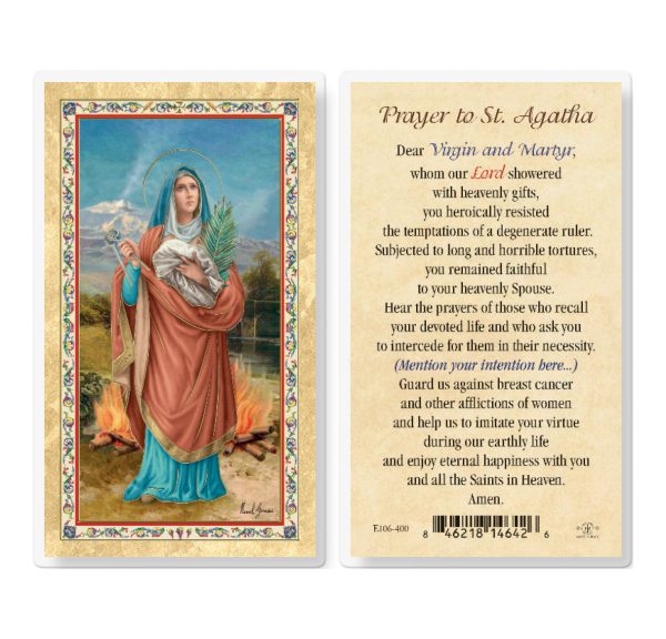 St. Agatha w/ Prayer Gold-Stamped Laminated Prayer Card (pack of 25)