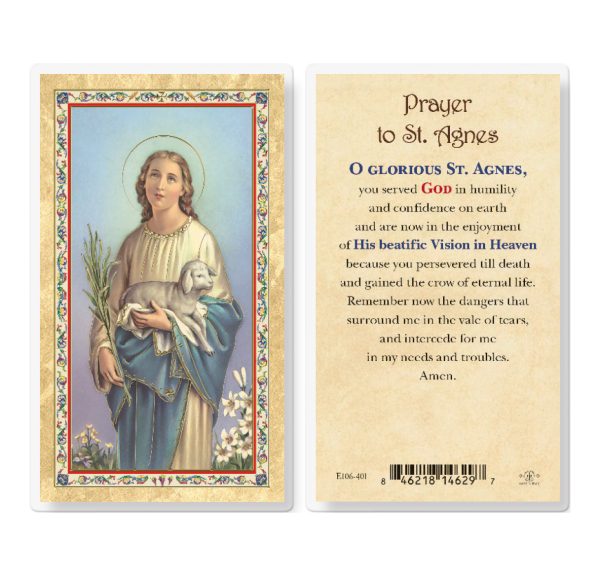 St. Agnes Gold-Stamped Laminated Prayer Card (pack of 25)