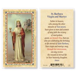 St. Barbara Prayer Biography Gold-Stamped Laminated Prayer Card (pack of 25)
