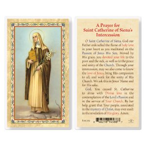 St. Catherine of Siena Biography Gold-Stamped Laminated Prayer Card (pack of 25)