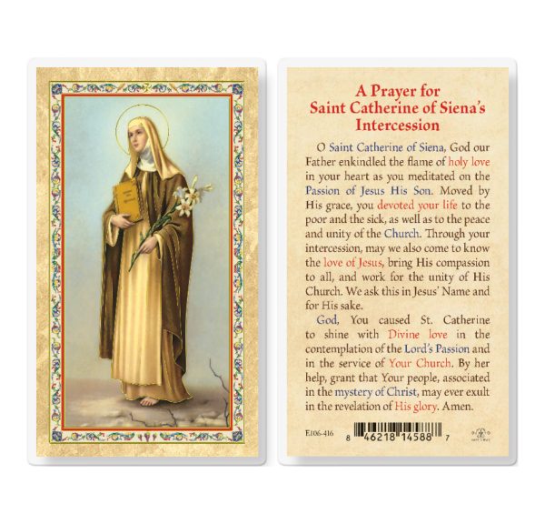 St. Catherine of Siena Biography Gold-Stamped Laminated Prayer Card (pack of 25)