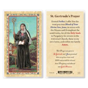 St. Gertrude Gold-Stamped Laminated Prayer Card (pack of 25)