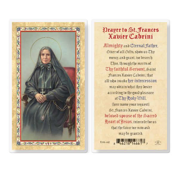 Prayer to St. Frances Cabrini Gold-Stamped Laminated Prayer Card (pack of 25)