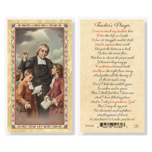Teacher's Prayer - J.B. de La Salle Gold-Stamped Laminated Prayer Card (pack of 25)