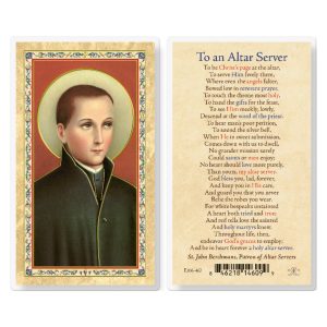 To an Altar Server - J. Berchmans Prayer Gold-Stamped Laminated Prayer Card (pack of 25)