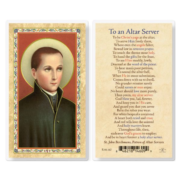 To an Altar Server - J. Berchmans Prayer Gold-Stamped Laminated Prayer Card (pack of 25)