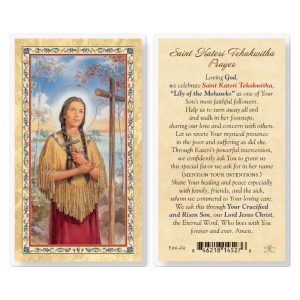Kateri Tekakwitha - Saint Prayer (Revised) Gold-Stamped Laminated Prayer Card (pack of 25)